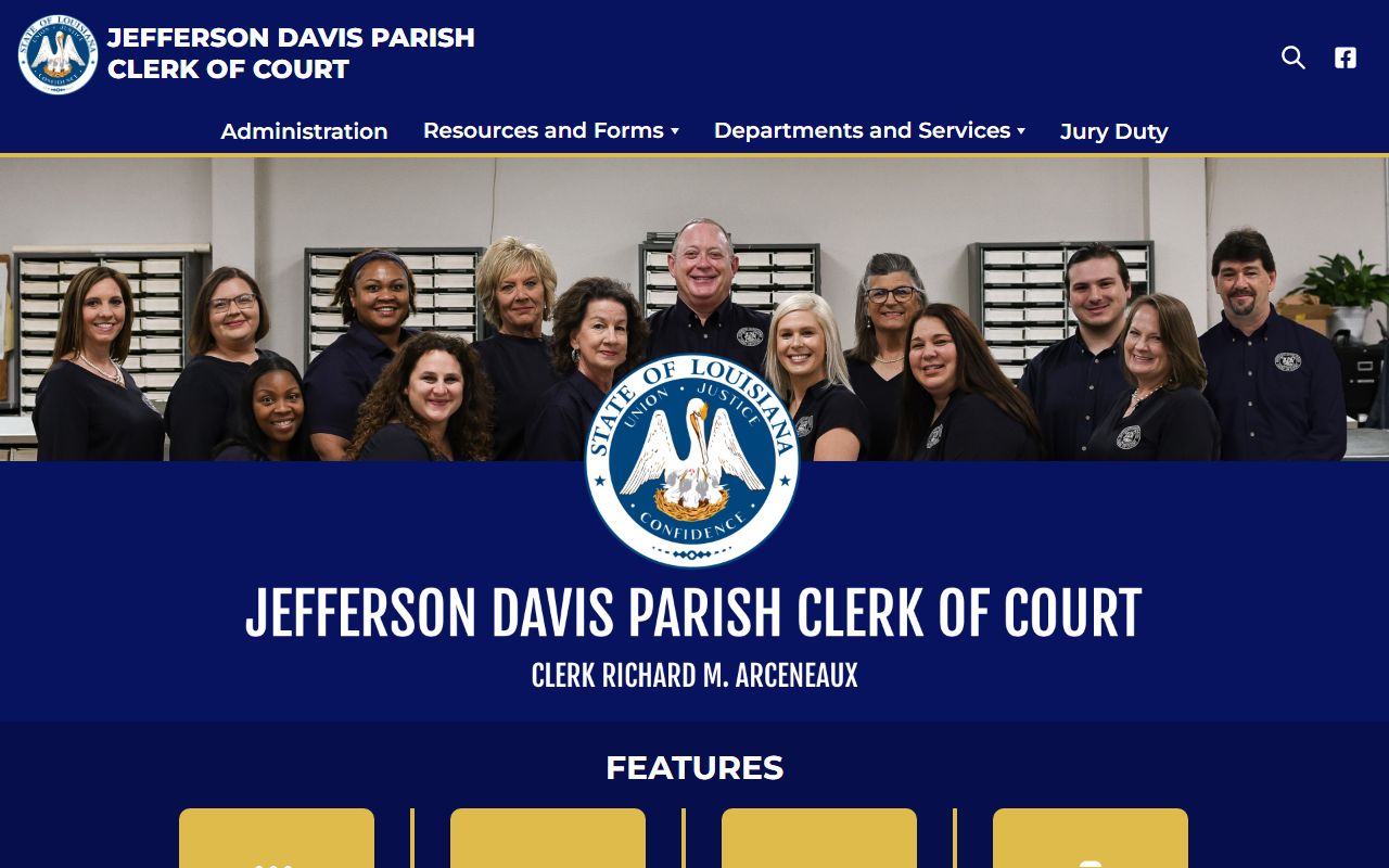 Jefferson Davis Parish Clerk of Court website for court docket records in Jennings Louisiana
