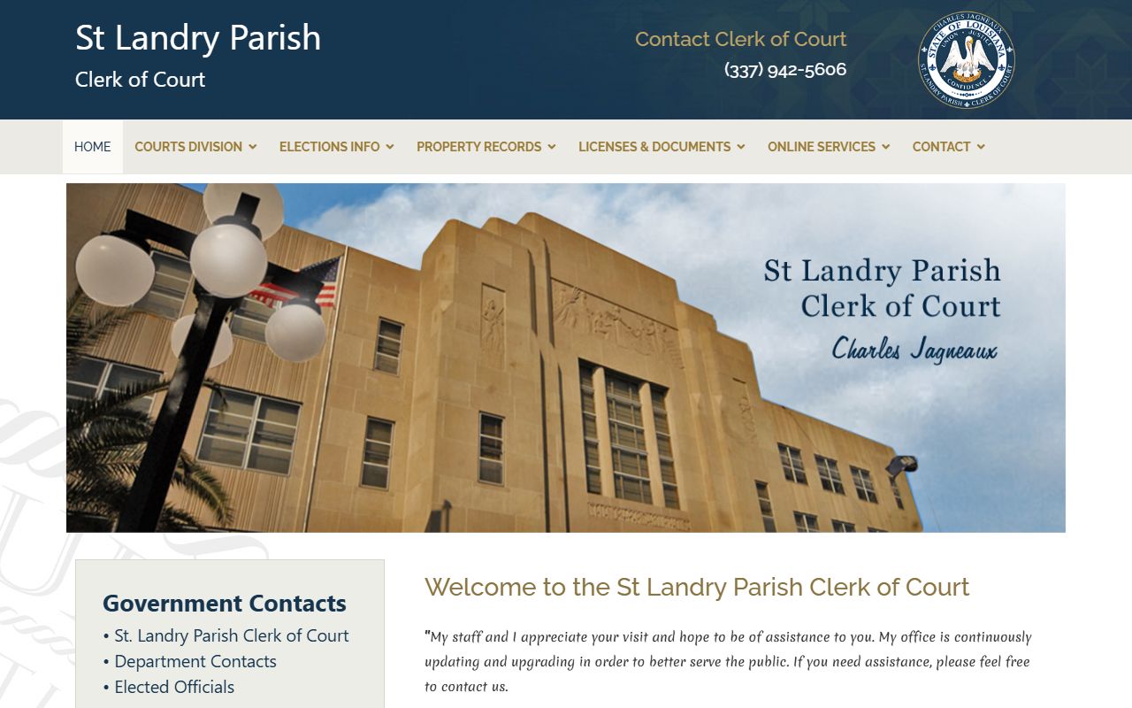 St. Landry Parish Clerk of Court website for court docket records in Opelousas Louisiana