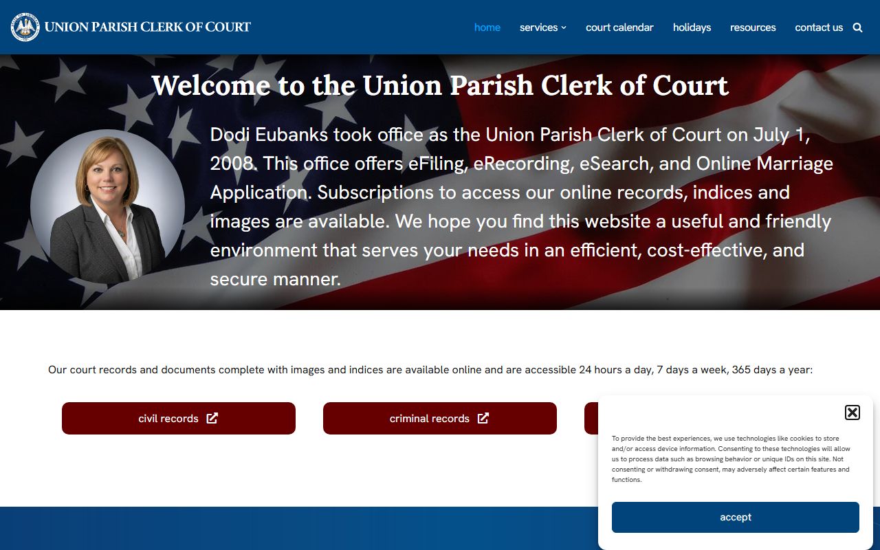 Union Parish Clerk of Court website