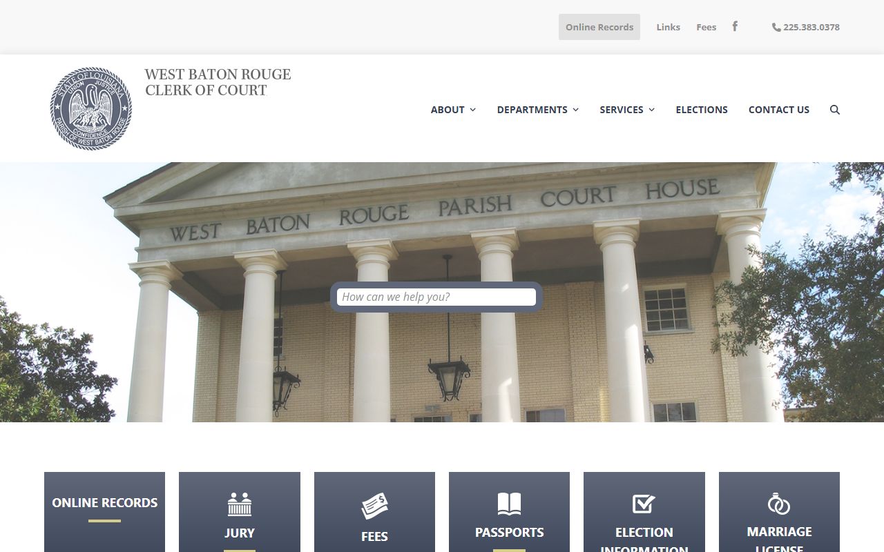 West Baton Rouge Parish Clerk of Court website for court docket and land records in Port Allen Louisiana
