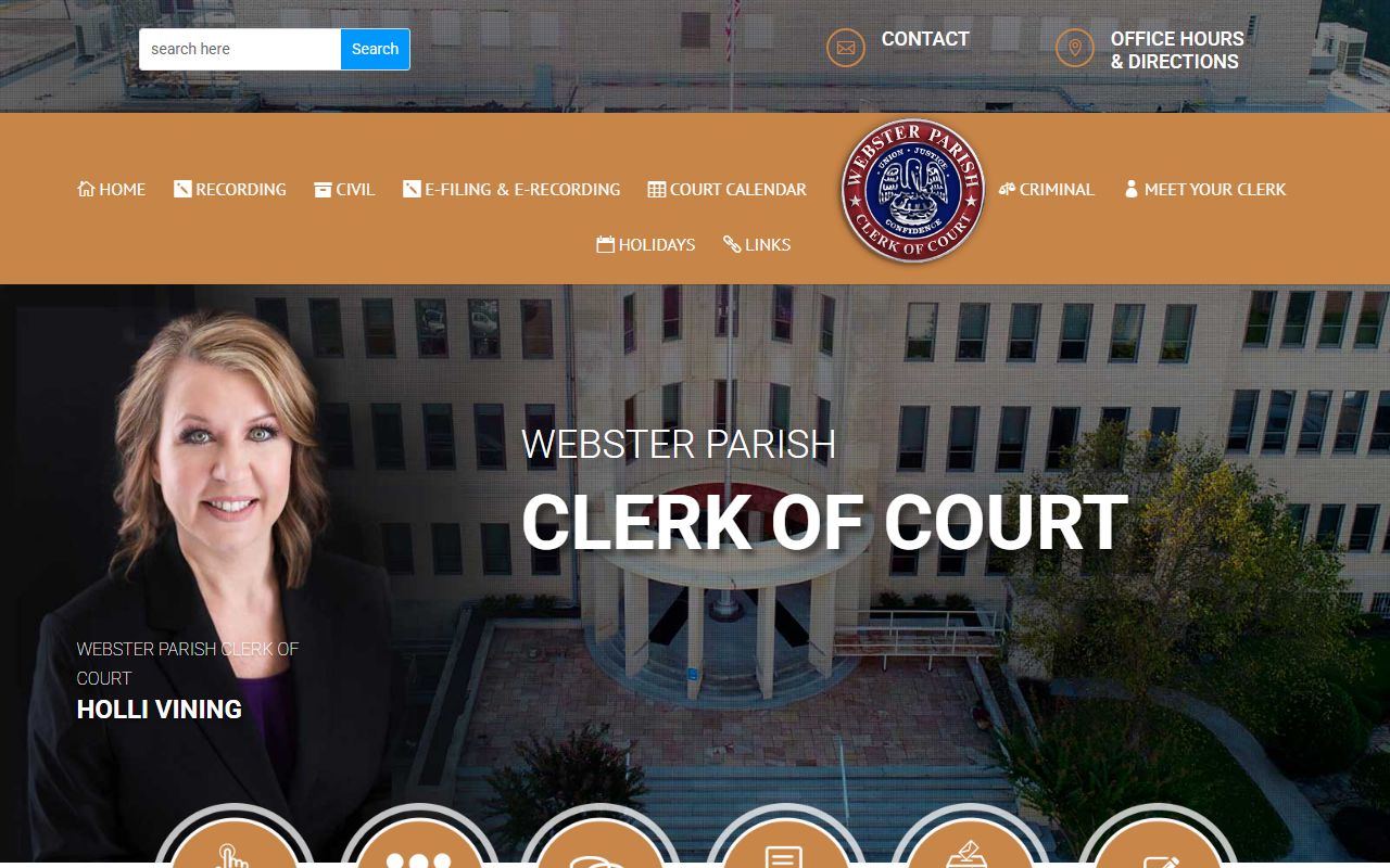 Webster Parish Clerk of Court website for court docket and land records in Minden Louisiana